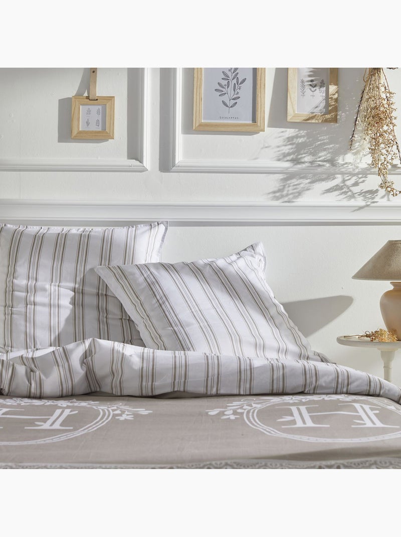 Juego de cama de 3 piezas estilo Home a rayas Beige - Kiabi