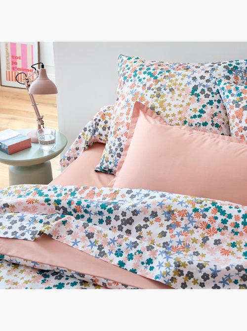 Juego de cama de 3 piezas Funda floral de algodón percal de 80 hilos + fundas de almohada - Kiabi Juego de cama de 3 piezas Funda floral de algodón percal de 80 hilos + fundas de almohada - Kiabi