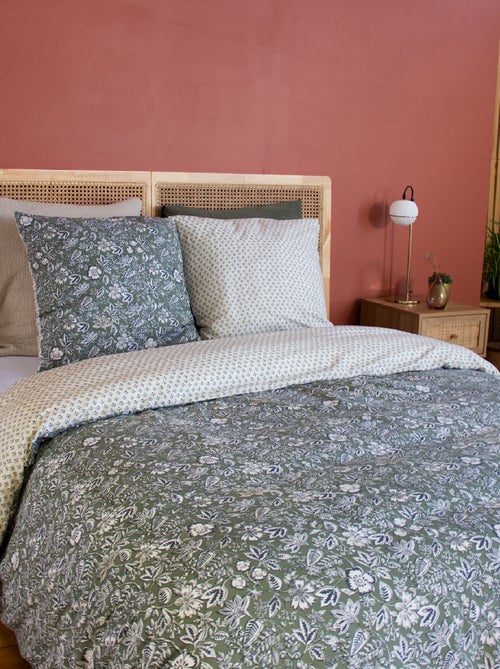 Juego de cama de 3 piezas reversible con estampado floral - Kiabi Juego de cama de 3 piezas reversible con estampado floral - Kiabi