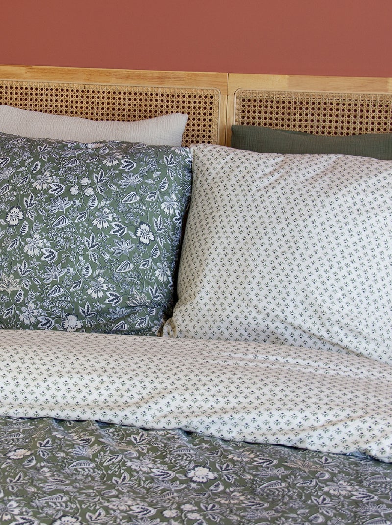 Juego de cama de 3 piezas reversible con estampado floral Caqui - Kiabi