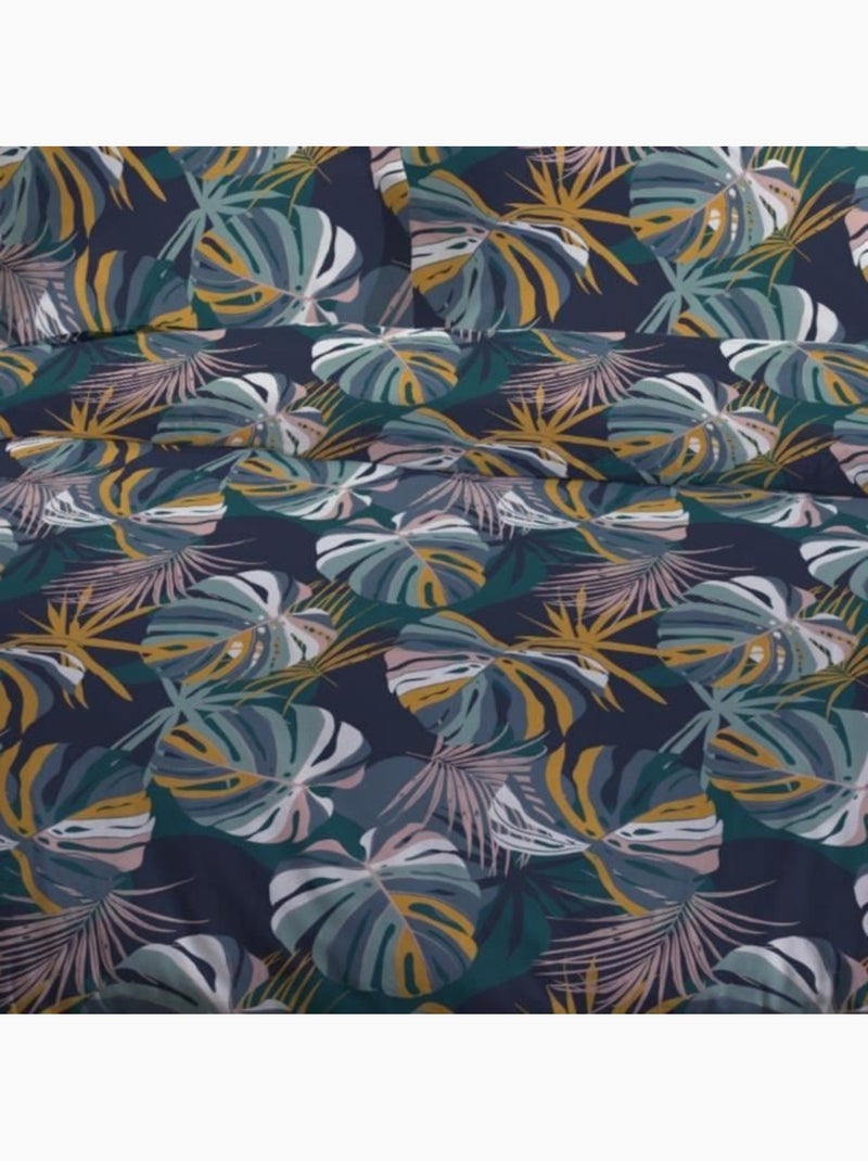 Juego de cama de algod?n puro 240 x 220 cm, Follaje - AFIBEL Azul turquesa - Kiabi
