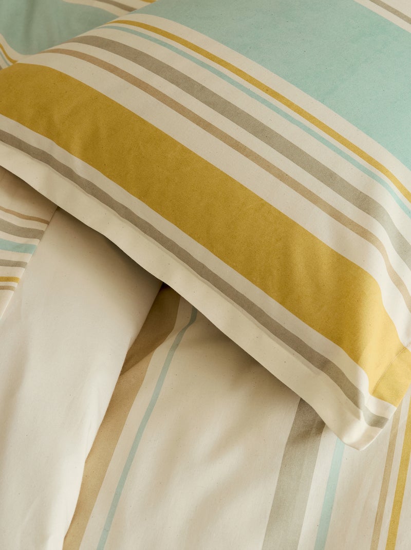 Juego de cama de algodón a rayas bayadère con funda de almohada Crudo - Kiabi