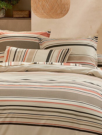 Juego de cama de algodón a rayas bayadère con funda de almohada