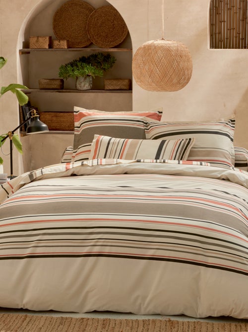 Juego de cama de algodón a rayas bayadère con funda de almohada - Kiabi
