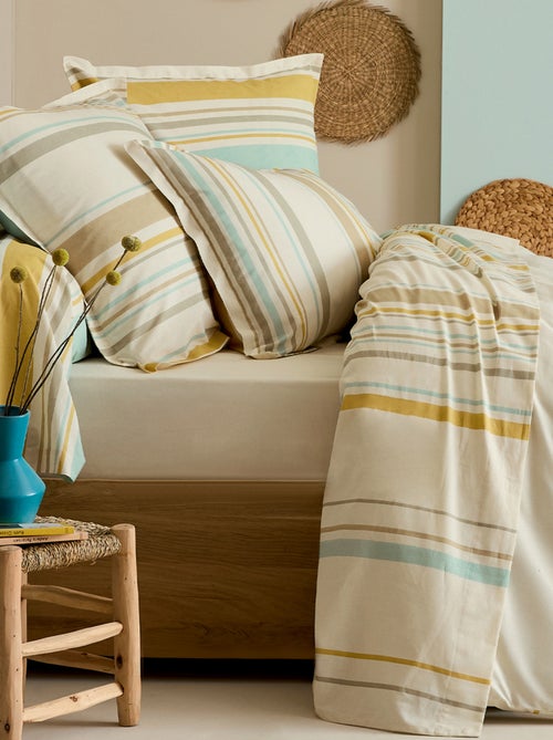 Juego de cama de algodón a rayas bayadère con fundas de almohada - Kiabi Juego de cama de algodón a rayas bayadère con fundas de almohada - Kiabi