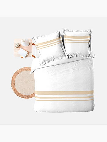 Juego de cama de algodón con acabado de lino