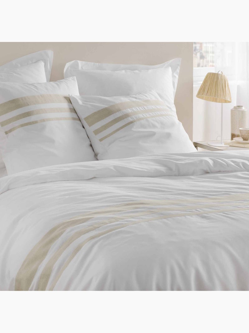 Juego de cama de algodón con acabado de lino Blanco - Kiabi