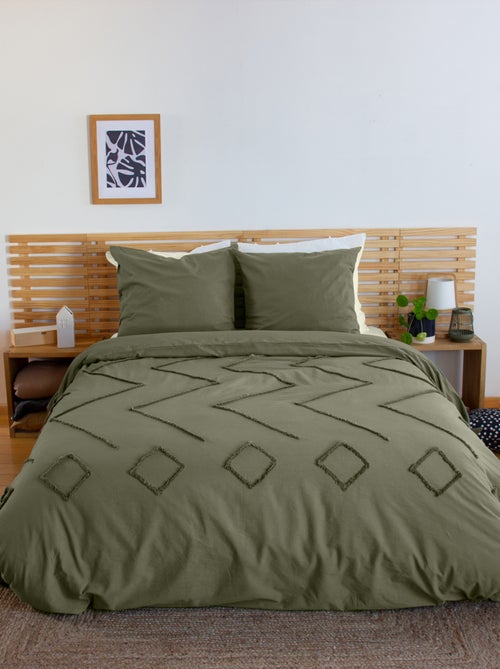 Juego de cama de algodón con diseño geométrico tufté - Kiabi Juego de cama de algodón con diseño geométrico tufté - Kiabi