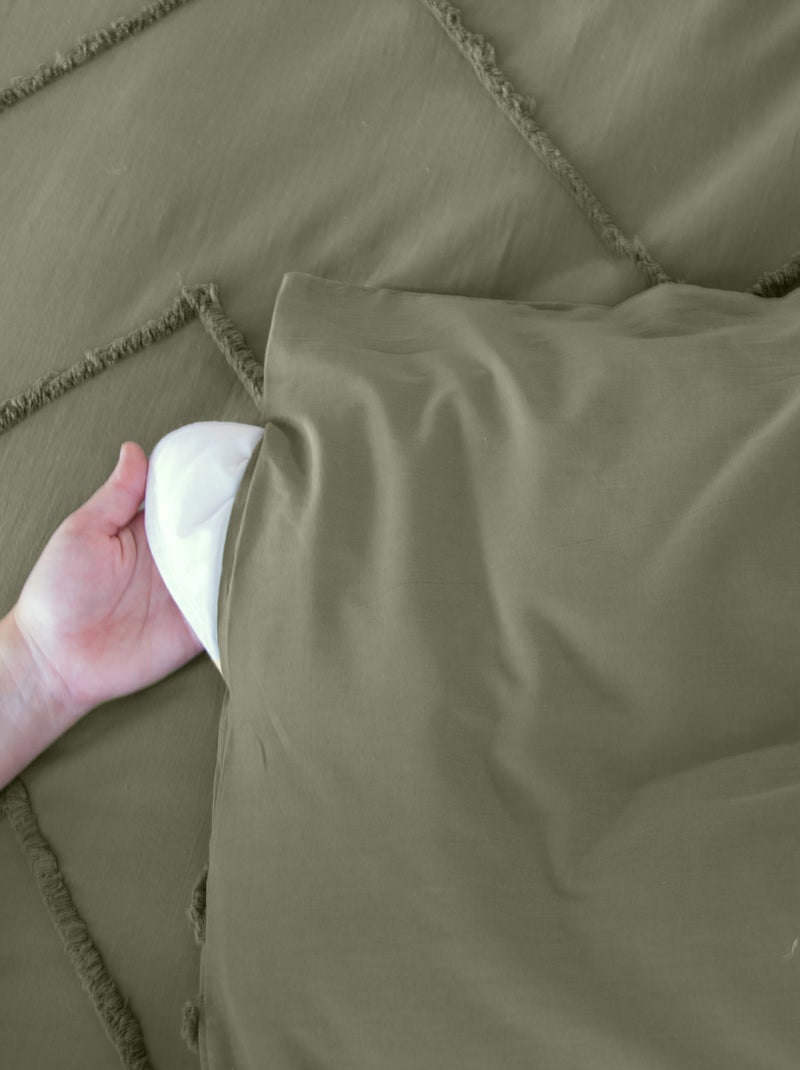 Juego de cama de algodón con diseño geométrico tufté Verde - Kiabi