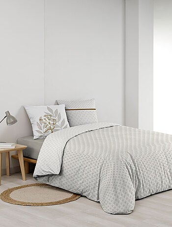 Juego de cama de algodón con estampado de hojas, reversible con doble cara impresa