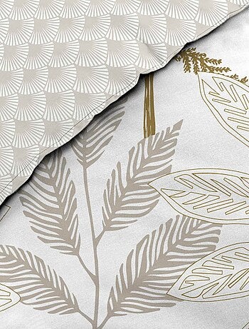 Juego de cama de algodón con estampado de hojas, reversible con doble cara impresa