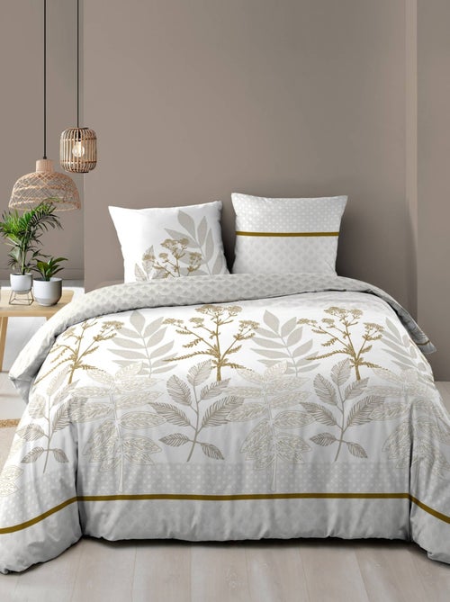 Juego de cama de algodón con estampado de hojas, reversible con doble cara impresa - Kiabi Juego de cama de algodón con estampado de hojas, reversible con doble cara impresa - Kiabi