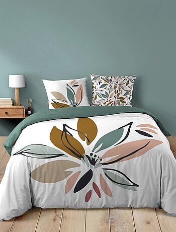 Juego de cama de algodón con estampado floral y doble cara impresa