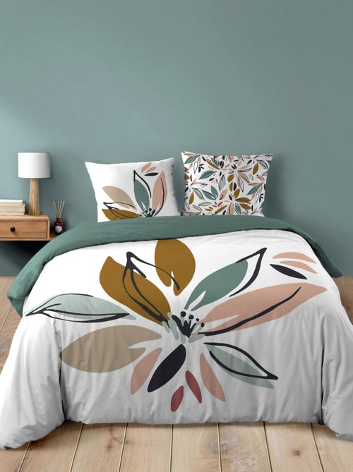 Juego de cama de algodón con estampado floral y doble cara impresa - Kiabi