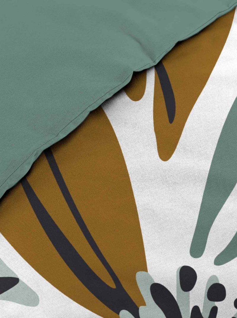 Juego de cama de algodón con estampado floral y doble cara impresa Verde - Kiabi