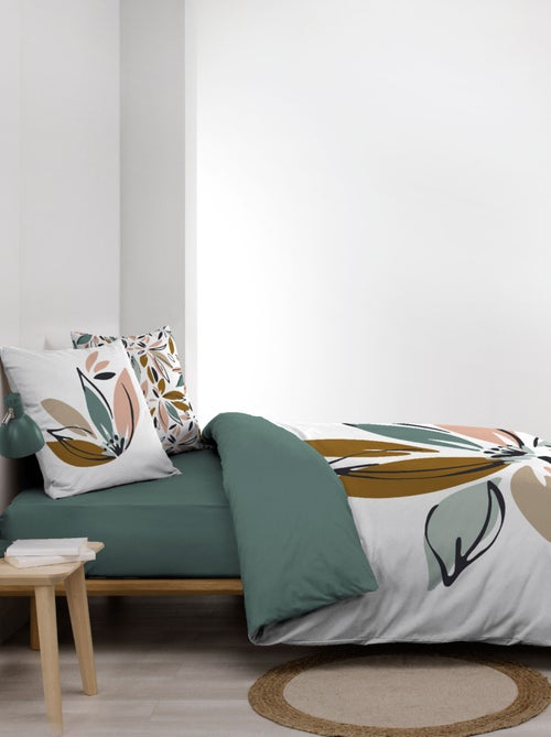 Juego de cama de algodón con estampado floral y doble cara impresa - Kiabi