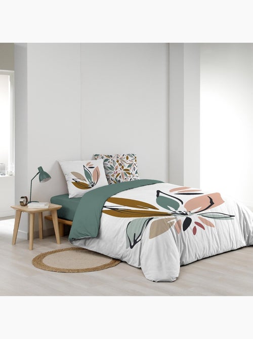 Juego de cama de algodón con estampado floral y doble cara impresa - Kiabi