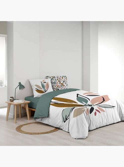 Juego de cama de algodón con estampado floral y doble cara impresa - Kiabi
