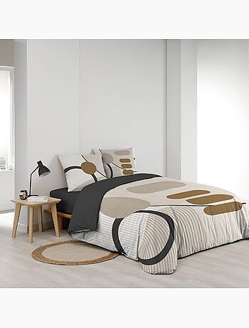 Juego de cama de algodón con estampado geométrico y doble cara impresa