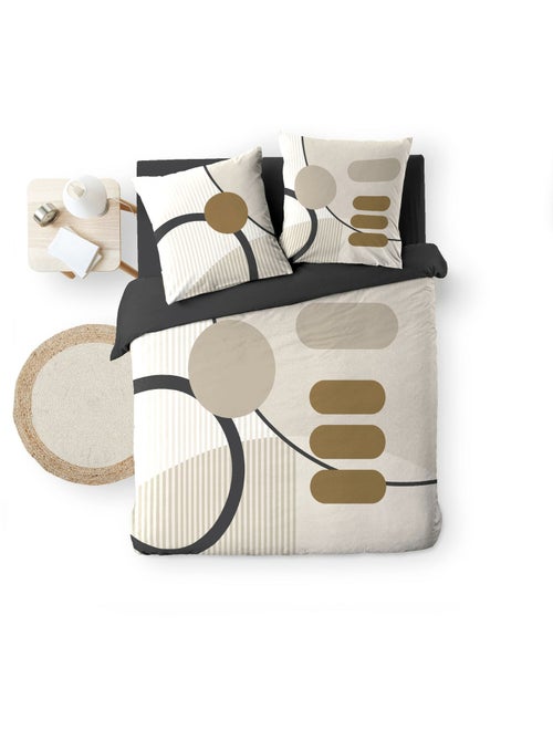 Juego de cama de algodón con estampado geométrico y doble cara impresa - Kiabi