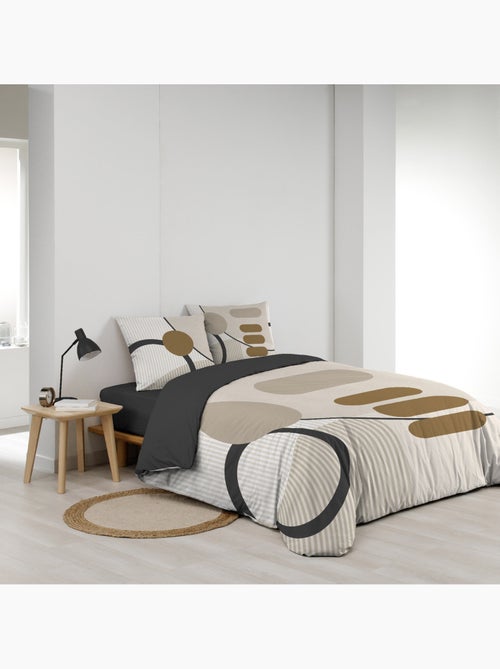 Juego de cama de algodón con estampado geométrico y doble cara impresa - Kiabi