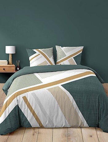 Juego de cama de algodón con estampado gráfico y doble cara impresa