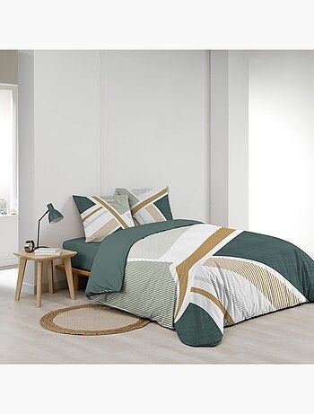 Juego de cama de algodón con estampado gráfico y doble cara impresa