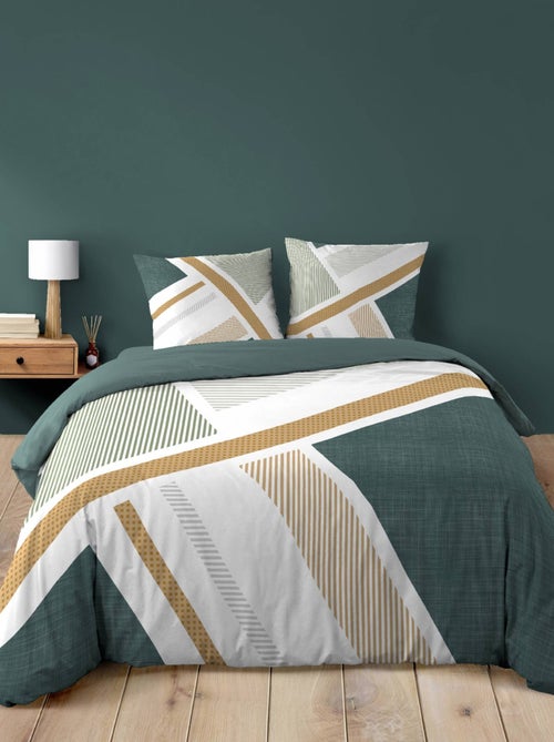 Juego de cama de algodón con estampado gráfico y doble cara impresa - Kiabi Juego de cama de algodón con estampado gráfico y doble cara impresa - Kiabi