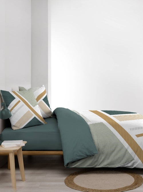 Juego de cama de algodón con estampado gráfico y doble cara impresa - Kiabi Juego de cama de algodón con estampado gráfico y doble cara impresa - Kiabi