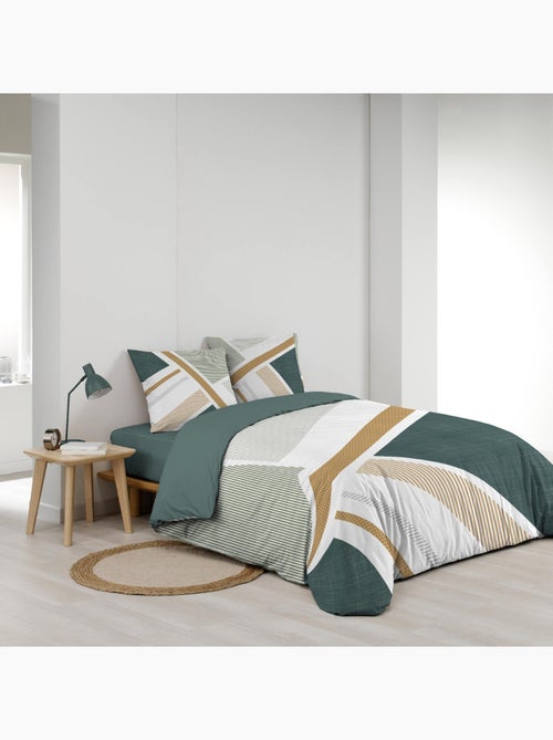 Juego de cama de algodón con estampado gráfico y doble cara impresa - Kiabi Juego de cama de algodón con estampado gráfico y doble cara impresa - Kiabi