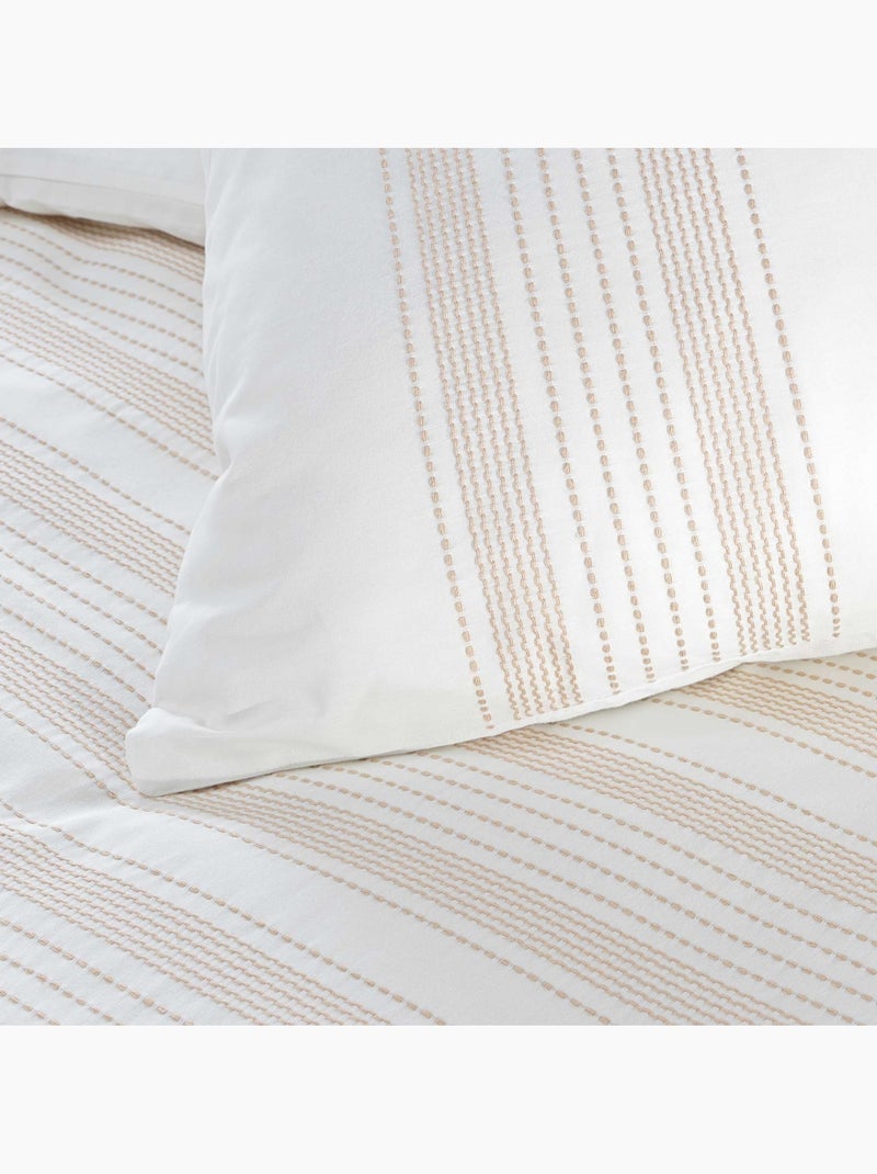 Juego de cama de algodón con fino motivo bordado Blanco - Kiabi
