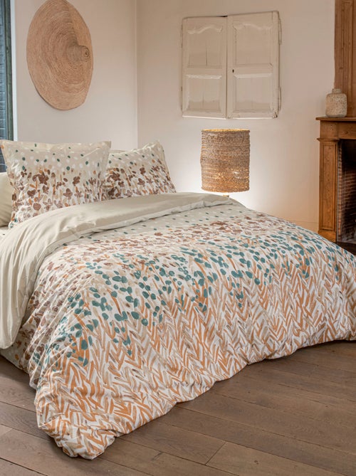 Juego de cama de algodón con motivo floral estilizado y fundas de almohada - Kiabi Juego de cama de algodón con motivo floral estilizado y fundas de almohada - Kiabi
