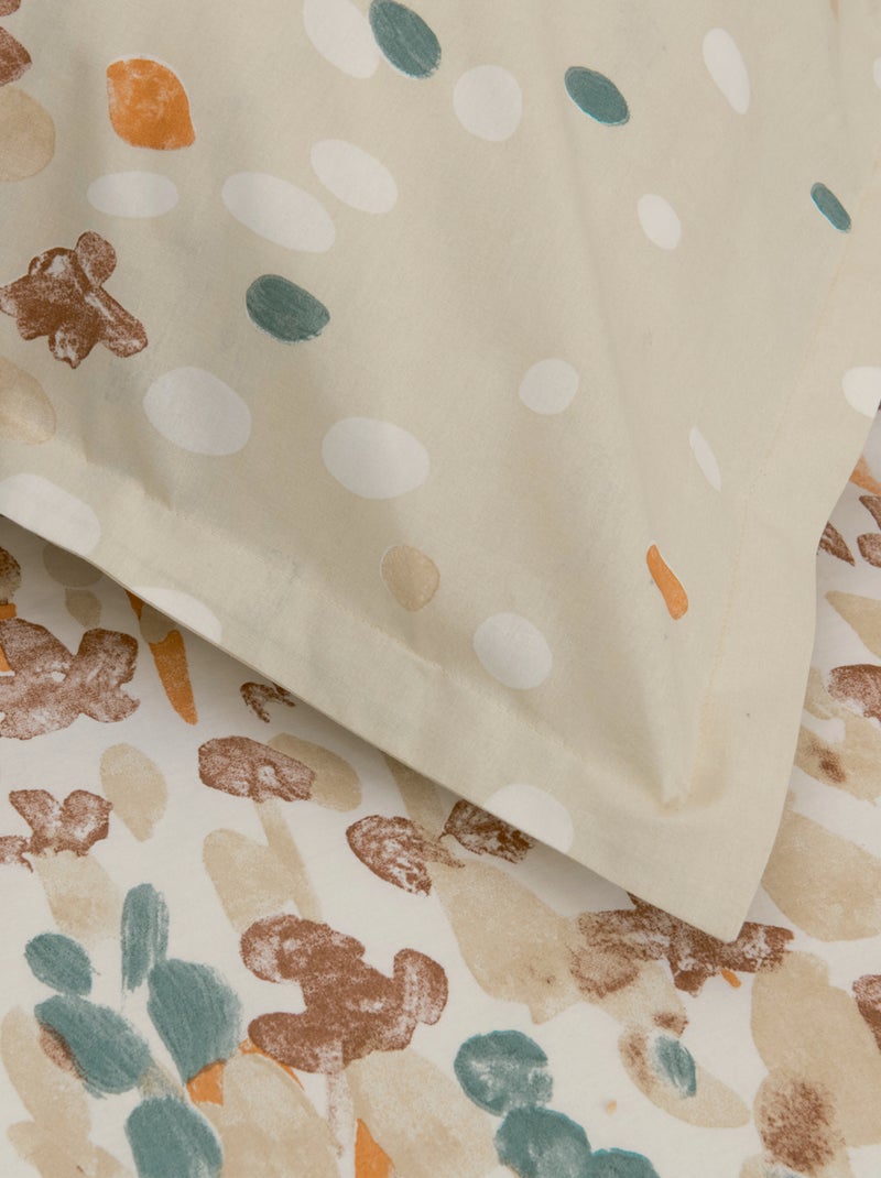 Juego de cama de algodón con motivo floral estilizado y fundas de almohada Beige - Kiabi