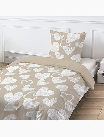 Juego de cama de algodón con motivos de corazones