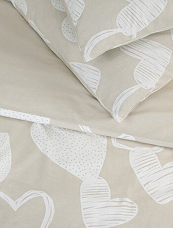 Juego de cama de algodón con motivos de corazones