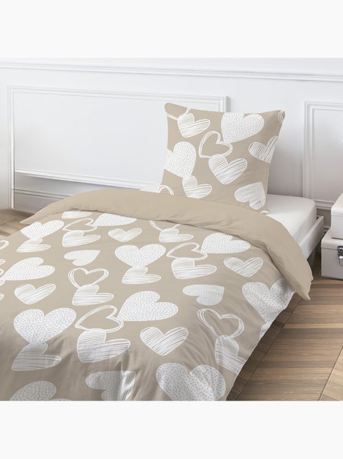 Juego de cama de algodón con motivos de corazones - Kiabi