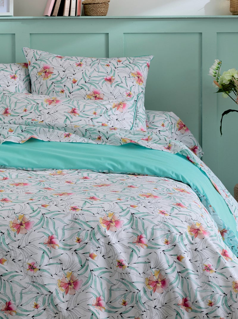 Juego de cama de algodón floral exótico funda + funda Azul - Kiabi