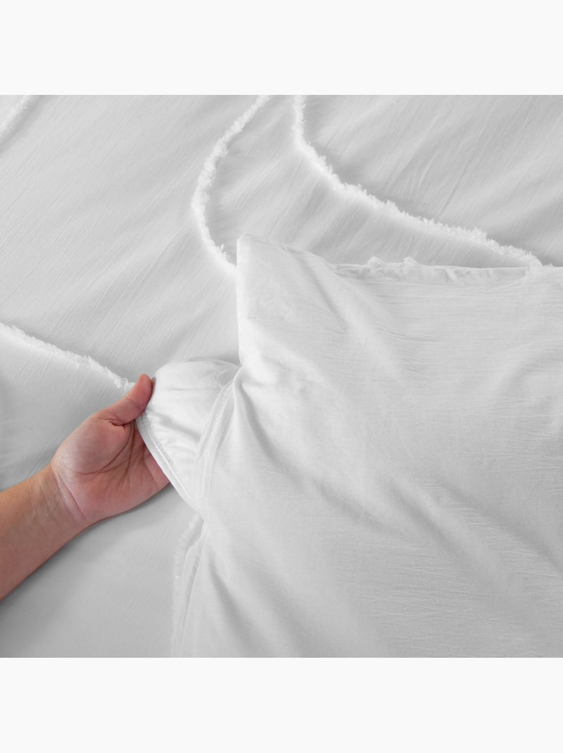 Juego de cama de algodón lavado con diseño geométrico abstracto tufté Blanco - Kiabi