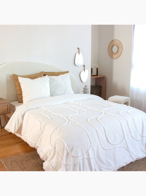 Juego de cama de algodón lavado con diseño geométrico abstracto tufté - Kiabi Juego de cama de algodón lavado con diseño geométrico abstracto tufté - Kiabi