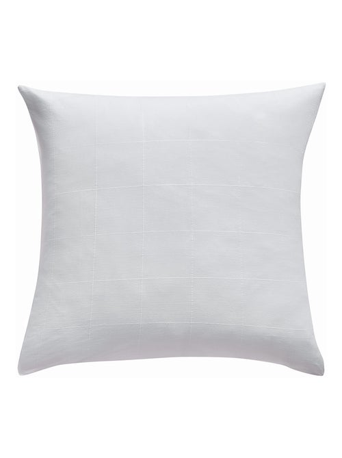 Juego de cama de algodón lavado con estampado de cuadros jacquard - Kiabi Juego de cama de algodón lavado con estampado de cuadros jacquard - Kiabi
