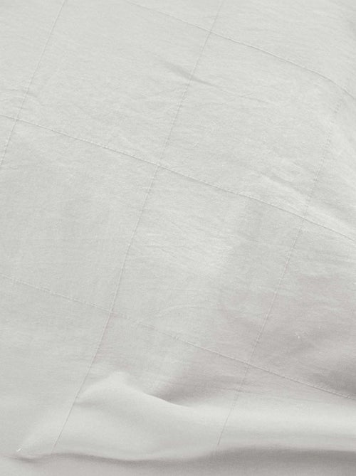 Juego de cama de algodón lavado con estampado de cuadros jacquard - Kiabi Juego de cama de algodón lavado con estampado de cuadros jacquard - Kiabi