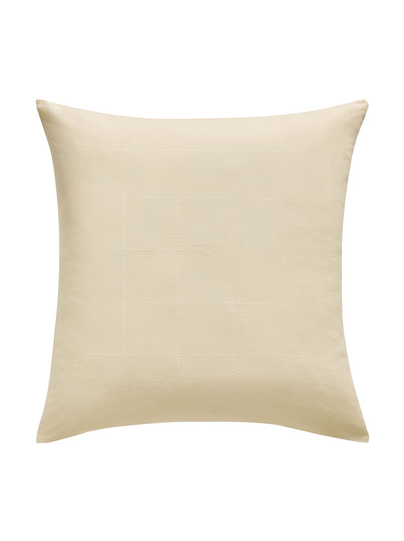 Juego de cama de algodón lavado con estampado de cuadros jacquard Marfil - Kiabi