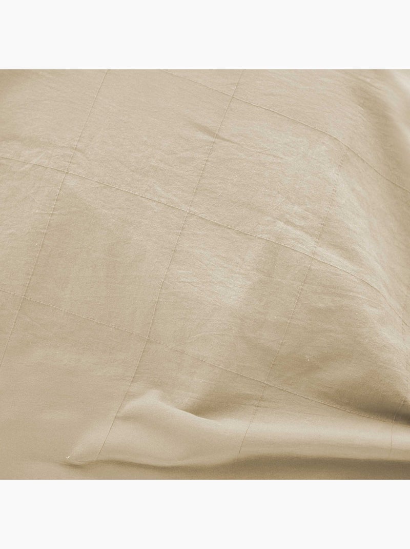 Juego de cama de algodón lavado con estampado de cuadros jacquard Marfil - Kiabi