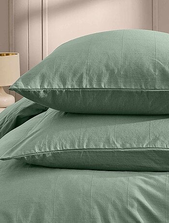 Juego de cama de algodón lavado con estampado de cuadros jacquard