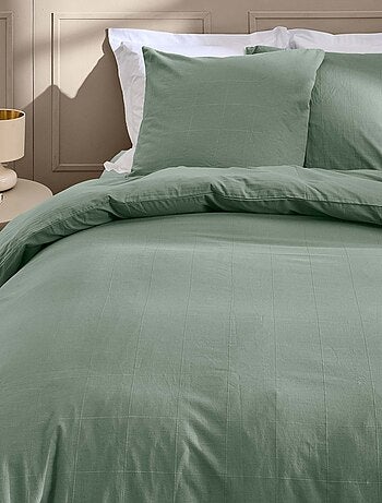 Juego de cama de algodón lavado con estampado de cuadros jacquard