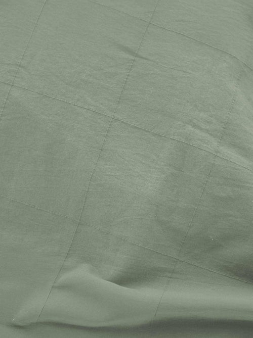 Juego de cama de algodón lavado con estampado de cuadros jacquard - Kiabi Juego de cama de algodón lavado con estampado de cuadros jacquard - Kiabi