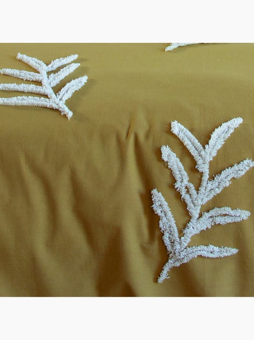 Juego de cama de algodón lavado con hojas tufté - Kiabi Juego de cama de algodón lavado con hojas tufté - Kiabi