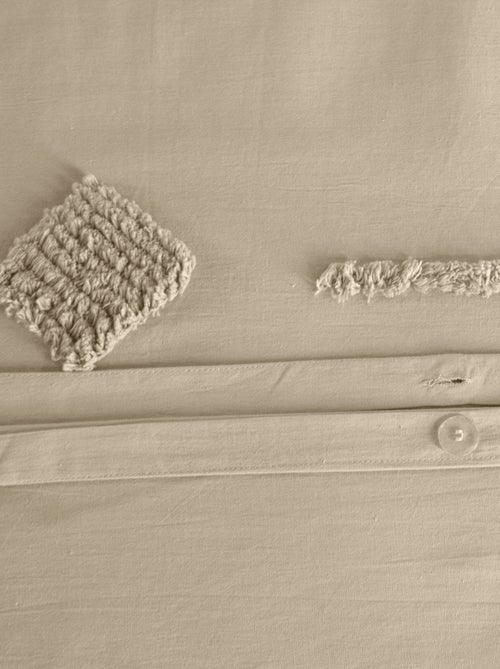 Juego de cama de algodón lavado con motivos geométricos tufté - Kiabi Juego de cama de algodón lavado con motivos geométricos tufté - Kiabi