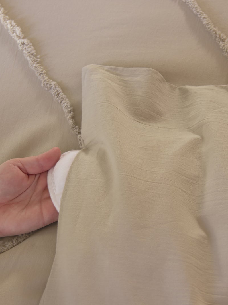 Juego de cama de algodón lavado con motivos geométricos tufté Beige - Kiabi