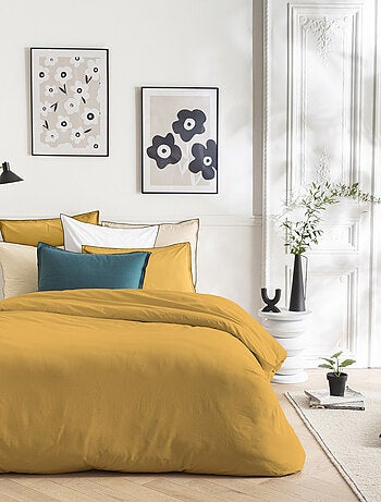Juego de cama de algodón liso con acabado bourdon